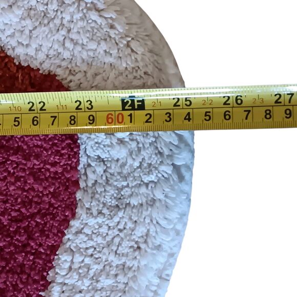 Mushroom Shaped Rug Red/Pink Mushroom & Off White Flowers Yellow Stem 36" X 24" - Picture 6 of 11